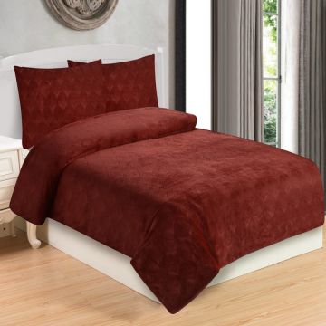 Lenjerie de pat burgundy din micropluș pentru pat de o persoană 140x200 cm – My House