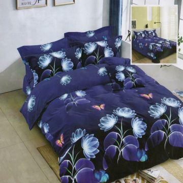 Lenjerie de pat finet 6 piese, cearceaf pat clasic, cearceaf pilota 200x230, 2 fete perna 50x70, 2 fete perna 70x70, Extra, model Lotus