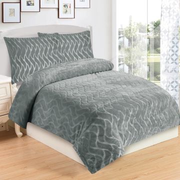Lenjerie de pat gri din micropluș pentru pat de o persoană 140x200 cm – My House