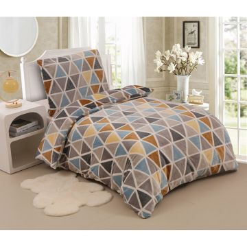 Lenjerie de pat gri din micropluș pentru pat de o persoană 140x200 cm Triangulo – My House