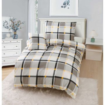 Lenjerie de pat din microsatin maro-crem pentru pat de o persoană cu 3 piese 140x200 cm Henry – My House