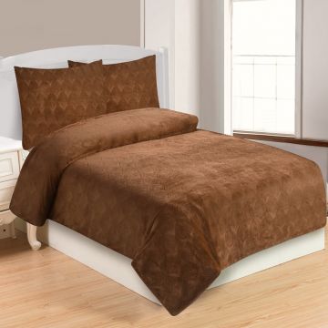 Lenjerie de pat maro din micropluș pentru pat de o persoană 140x200 cm – My House