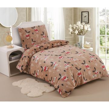 Lenjerie de pat maro din micropluș pentru pat de o persoană 140x200 cm Rudolf – My House