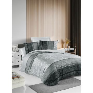 Lenjerie de pat pentru o persoana Single XL (DE), Vena - Grey, Victoria, Bumbac Satinat
