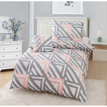 Lenjerie de pat din microsatin roz-gri pentru pat de o persoană cu 3 piese 140x200 cm Harper – My House