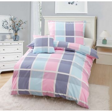 Lenjerie de pat din microsatin roz-mov pentru pat de o persoană cu 3 piese 140x200 cm Logan – My House Lenjerie de pat din microsatin roz-mov pentru pat de o persoană cu 3 piese 140x200 cm Logan – My House