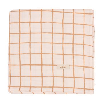 Păturică pentru copii bej din bambus 120x120 cm Camel Check – Malomi Kids