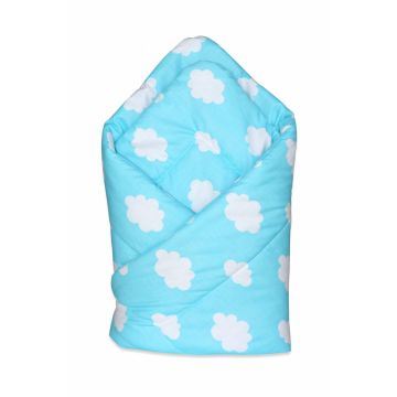 Paturica de infasat nou-nascut 75x75cm model Blue Clouds