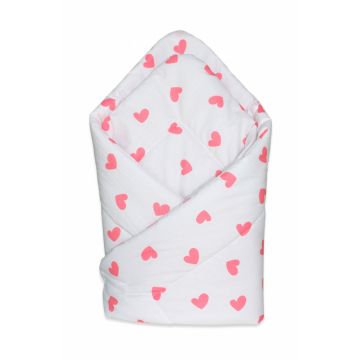 Paturica de infasat nou-nascut 75x75cm model Pink Hearts