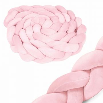 Protectie impletita pentru patut copii, 300 cm, Ricokids, Pink