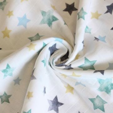Set 2 cearceafuri din muselina 120x160cm Kreis star turquoise
