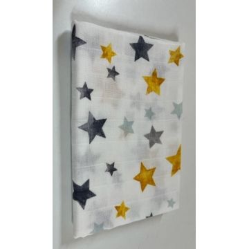 Set 2 cearceafuri din muselina 120x160cm Kreis star yellow