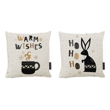 Set 2 perne decorative din bumbac cu motive de Crăciun Butter Kings Christmas Scandi, 50 x 50 cm