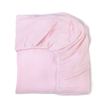 Cearceaf din muselina pentru patut de 120x60 cm YappyKids Blush