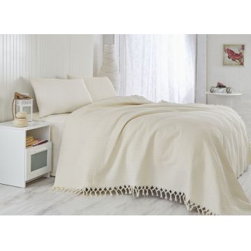 Cuvertură de pat double, Crem, 240x220 cm