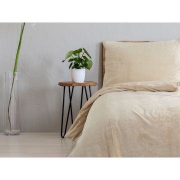 Lenjerie de pat bej din micropluș pentru pat de o persoană 140x200 cm Uni – B.E.S.