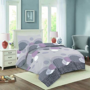 Lenjerie de pat mov-gri din bumbac pentru pat de o persoană 140x200 cm Nela – Cotton House