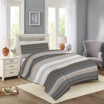 Lenjerie de pat negru-maro din bumbac pentru pat de o persoană 140x200 cm Nela – Cotton House