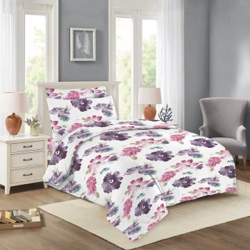 Lenjerie de pat roz-mov din bumbac pentru pat de o persoană 140x200 cm Nela – Cotton House