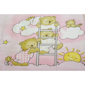 Lenjerie patut cu 4 piese 120x60cm Teddy Scarita roz