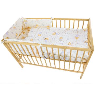 Lenjerie patut cu 4 piese 120x60cm Teddy Stelute Crem M2