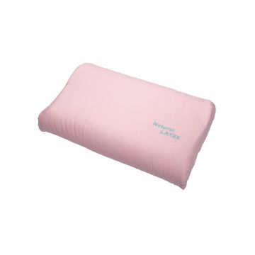 Perna ergonomica Somnart LATEXCEL, 64x40x11 cm, latex natural, husa bumbac 100%, roz
