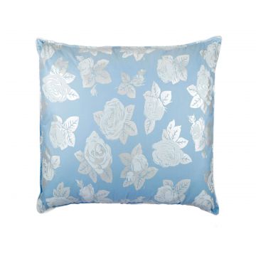 Perna SOMNART, 60x60 cm, umplutura pene 90%, puf 10%, bumbac 100%, model floral blue