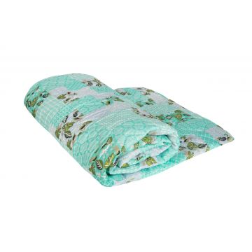 Pilota matlasata Ultrasleep Green Flowers Somnart, 180x200 cm, 250 g, microfibra, lavabila la 40°C