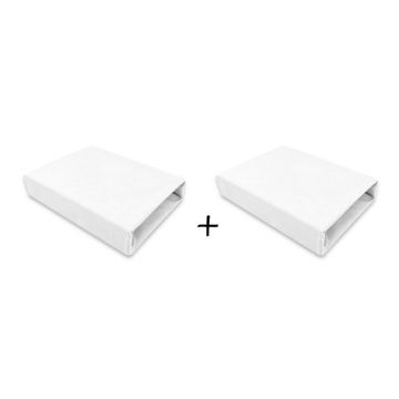 Set 2 cearceafuri cu elastic pentru patut 90x50 cm din bumbac Qmini white