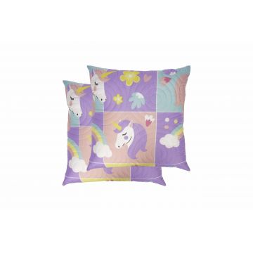 Set 2 perne Somnart Unicorn, 70x70 cm, microfibra
