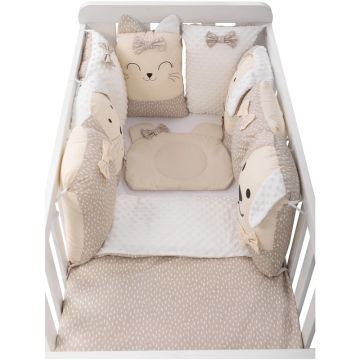 Set lenjerie patut 12 piese 120x60cm Bubaba Sleep Quardian Beige