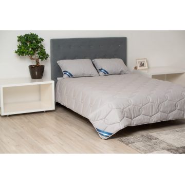 Set Pilota bumbac Somnart Bella 200x220cm 200g model biscuite + 2 perne bumbac Somnart Bella, 50x70cm, Gri