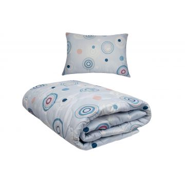 Set pilota primavara/vara si 1 perna Viseo Circles SomnART, microfibra, 150 g/mp, 150x200 cm + 50x70 cm