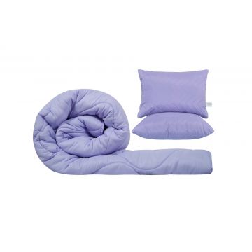 Set SomnART gama Coral, Pilota 200x220 cm si 2 perne 50x70 cm Lavander