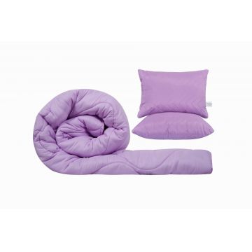 Set SomnART gama Coral, Pilota 200x220 cm si 2 perne 50x70 cm Orchid