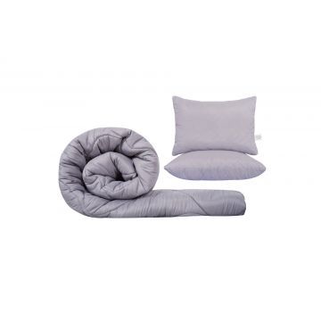 Set SomnART gama Coral, Pilota 200x220 cm si 2 perne 50x70 cm Silver