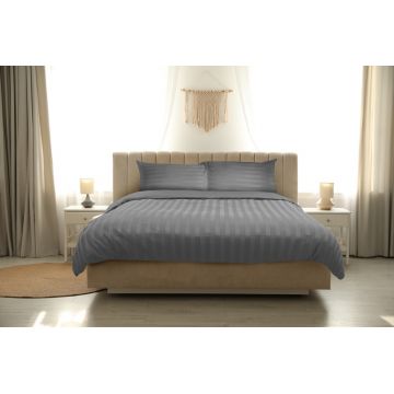 Lenjerie 2 persoane Nature, 100% Bambus, 4 piese, gri