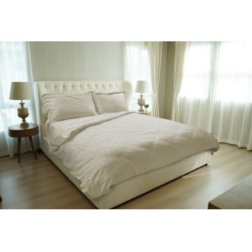 Lenjerie de pat, 2 persoane, 100% Bambus, 4 piese, 200x220 cm, Ivory flower