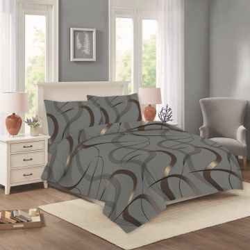 Lenjerie gri antracit din bumbac pentru pat dublu/extinsă 200x220 cm Nora – Cotton House