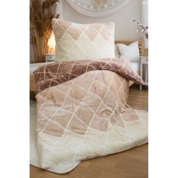 Lenjerie de pat maro-bej din micropluș pentru pat de o persoană 140x200 cm – Jerry Fabrics