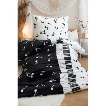 Lenjerie de pat negru-alb din micropluș pentru pat de o persoană 140x200 cm – Jerry Fabrics