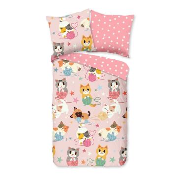 Lenjerie de pat pentru copii din bumbac 140x200 cm Cats – Bonami Selection