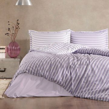 Lenjerie de pat Premium, Pat dublu, 100% Bumbac Organic, Tesatura Ranforce, Lila, MO9045