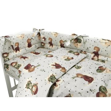 Lenjerie patut 3 piese MimiNu cu protectie laterala pentru patut 120x60 cm Teddy Bear On Moon Lenjerie patut 3 piese MimiNu cu protectie laterala pentru patut 120x60 cm Teddy Bear On Moon