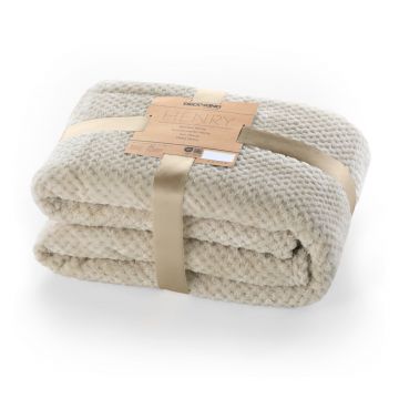 Pătură din microfibră DecoKing Henry, 220 x 240 cm, maro deschis