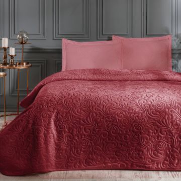 Patura embosata 220x240cm, Design elegant, Microfibra, Bordo, RDY2005 Patura embosata 220x240cm, Design elegant, Microfibra, Bordo, RDY2005