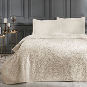 Patura embosata 220x240cm, Design elegant, Microfibra, Crem, RDY2006 Patura embosata 220x240cm, Design elegant, Microfibra, Crem, RDY2006