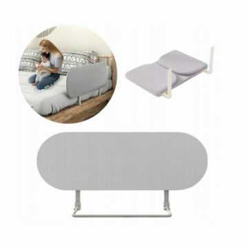 Primabobo - Bariera protectie pat, Pliabila si portabila, Cu inaltime reglabila, Cu husa lavabila, 120 cm, 0 luni+, Gri