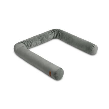 Sensillo - Protectie laterala pentru patut, Bumper, Din catifea, Lungime 200 cm, Inaltime 15 cm, Protejeaza impotriva curentilor de aer si a loviturilor, 0 luni+, Gri