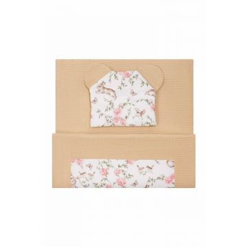 Set 2 piese Qmini pentru patut carucior si cosulet Rabbit Beige Set 2 piese Qmini pentru patut carucior si cosulet Rabbit Beige